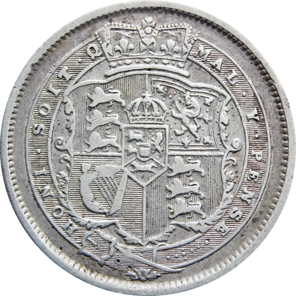 1819 over 3 Shilling George III Great Britain Rare Coin Silver (MO648-) - Image 2 of 3