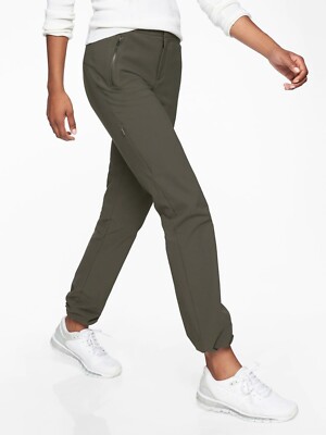 Athleta 14 Wander Straight Pant Arbor Olive Hiking Active NEW! #353692