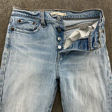 Levi 501 Jeans Womens 26 Blue Light Wash Button Fly Wedgie Straight Leg Modern