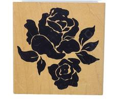 Wood Mounted Rubber Stamp Roses 3 1/4" 1994 by Posh Presents Posh Impressions