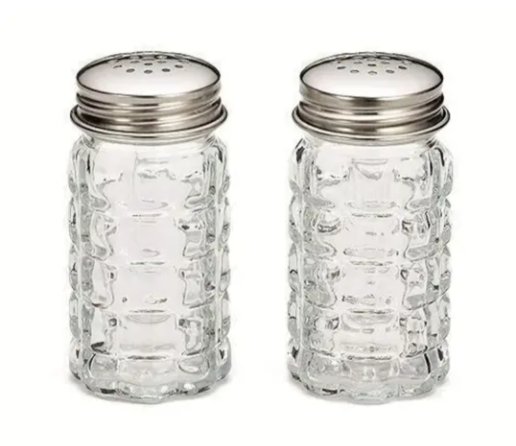 Set of 2 Retro Style Glass Salt and Pepper Shakers 1.5 oz with