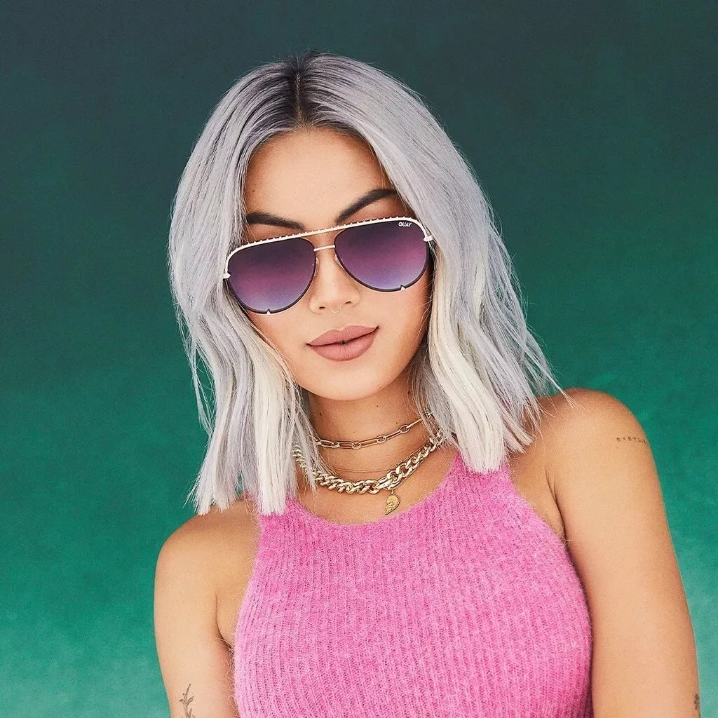 New Quay Australia High Key Gold Purple Fade High Key Rivet Sunglasses Sunnies