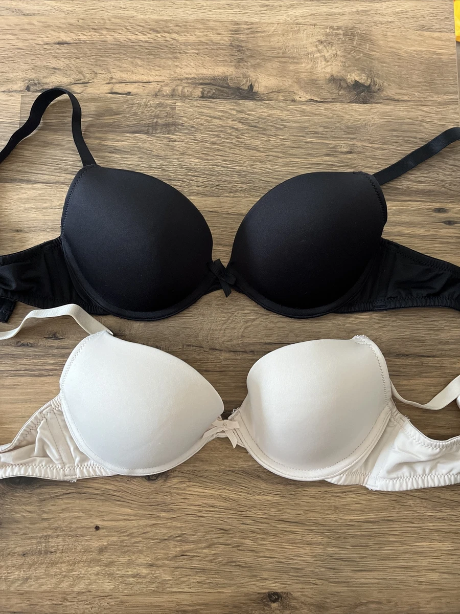 Debenhams The Collection Padded Underwire Bras (black & nude) 32C