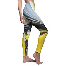 Colorful Women's Cut  Sew Casual Leggings AOP - Yellow/Black