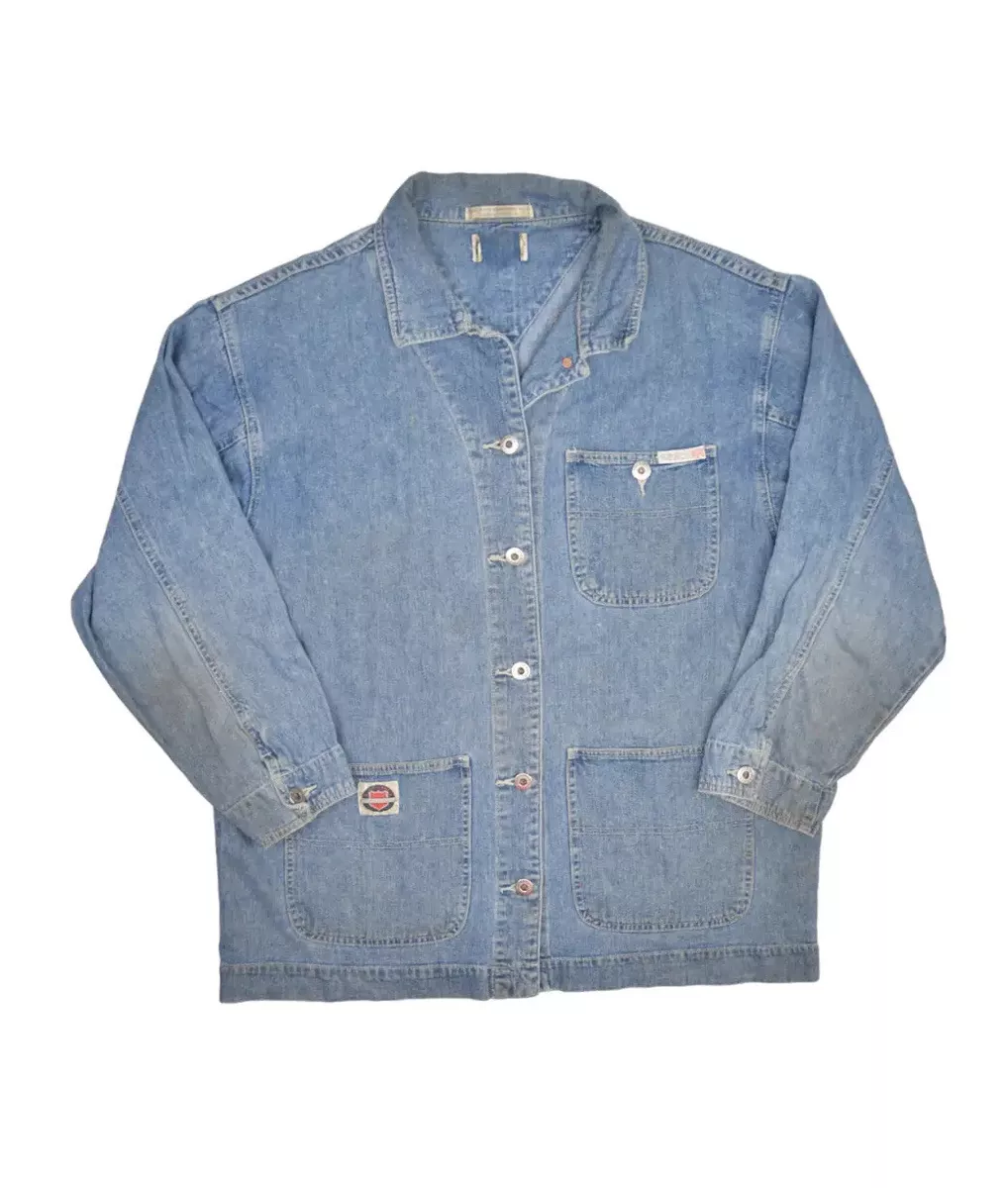 Vintage Beverly Hills Polo Club Denim Chore Jacket Womens M Medium Wash Jean