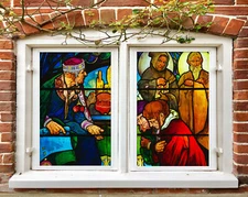 3D King Commoner ZHUA303 Window Film Print Sticker Cling Stained Glass UV