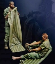 Kit Modelo Figura Resina 1/35 Soldados de Estados Unidos Guerra de Vietnam Relajante Descanso Sin Pintar