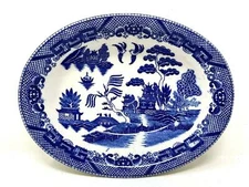 Vintage Made Japan Blue White Asian Culture Art Porcelain Ceramic Serving Bowl