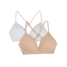 Fruit of the Loom Girls Seamless Soft Cup Bra 2-Pack, Sizes 28 SAND / WHITE