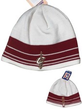 Reebok Cleveland Cavaliers NBA White Red Stripes Knit Beanie Hat