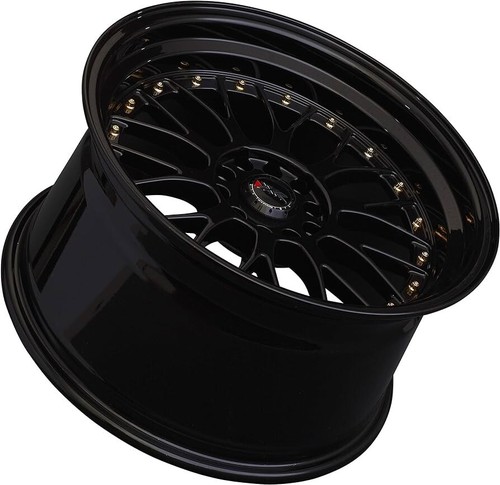 (1)18x8.5 XXR 521 Wheels Black Gold Rivets Rims 5x120/5x114.3 - Picture 2 of 3