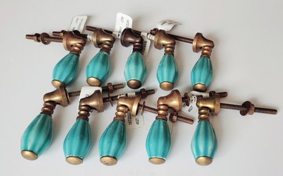 Set of 10 Anthropologie Ripe Melon Ceramic Brass Pulls