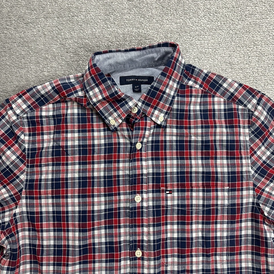 TOMMY HILFIGER Herren Hemd Shirt Gr. S Regular Logo Kariert Checked 16109 Rot - Bild 2 von 4