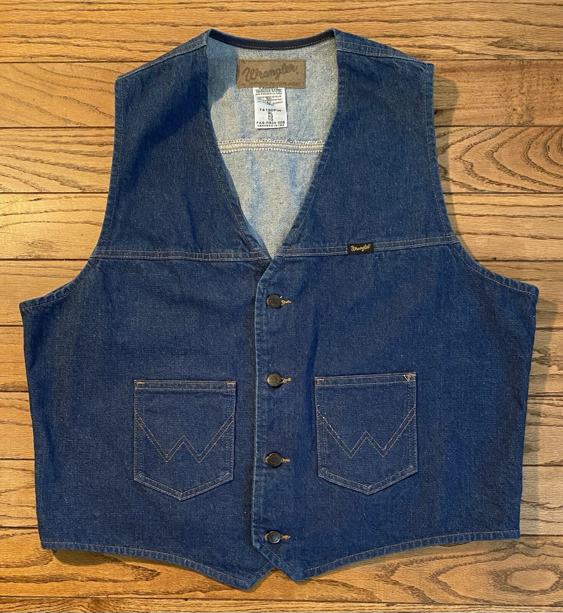 Gilet Bouffant Vintage Wrangler Années 70/80 - Taille L - Couleurs Rouge Et Bleu - Style Western Cowboy - Occasion Très Bon état