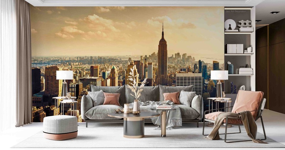 3D Sunset Sky City Building Wall Murals Wallpaper Murals Wall Sticker ...