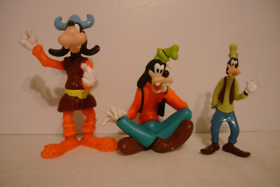 Disney Goofy PVC Toys: 3 1/4'' Sitting 4'' Viking 3 1/4''Waving Figurine Cake Tops