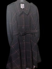 Military Belted Coat Fit Flare Trench Belt Check Jasper Conran Tartan New Tags M