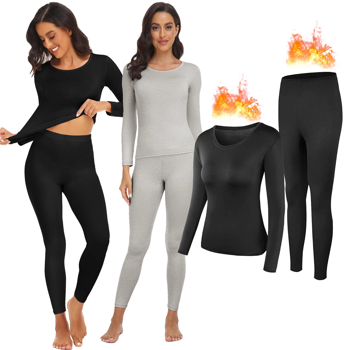 Thermal Leggings Women Thermals Tops Underwear Sets Ladies Thermal Base  Layers