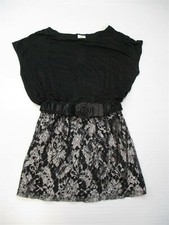 new HOT & DELICIOUS Women's Size S Dolman Black/Silver Lace Blouson Mini Dress