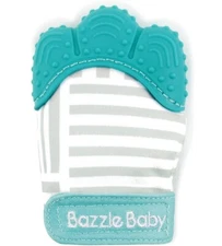 Bazzle Baby Chew Mitt Crinkle Teether Green and Gray