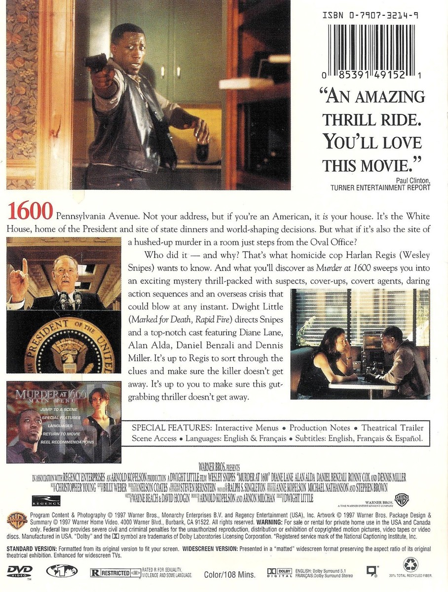 Murder At 1600: Wesley Snipes Diane Lane Daniel Benzali Dennis