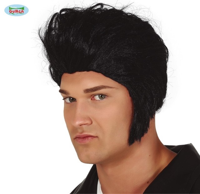 1970s Fancy Dress Rock King Wig Black 60s 1960s 70s Rockstar Teddy Boy