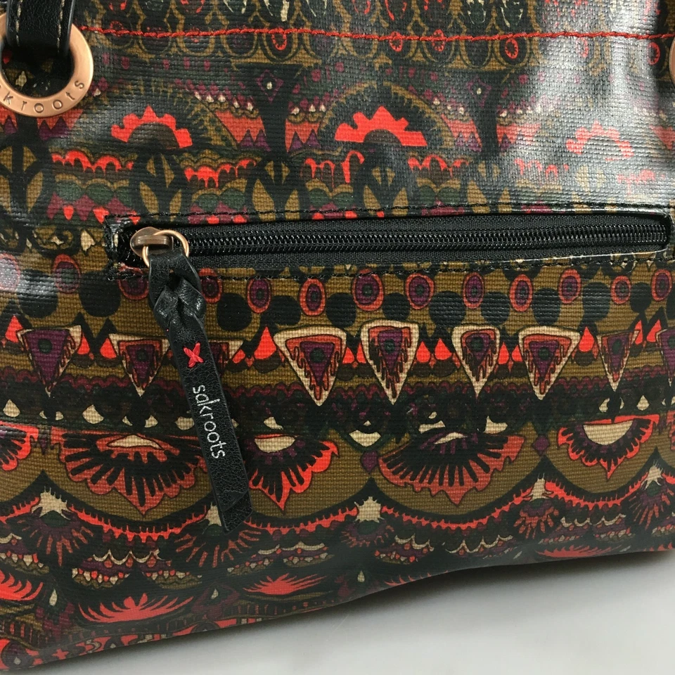 Bolso de Hombro Sakroots Rojo Oliva Verde Negro Estampado PVC Bolso de Mano Cartera Foto 3 de 4