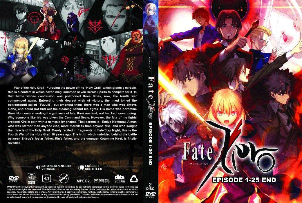 DVD ANIME FATE/ZERO Complete Series Vol.1-25 End Region All