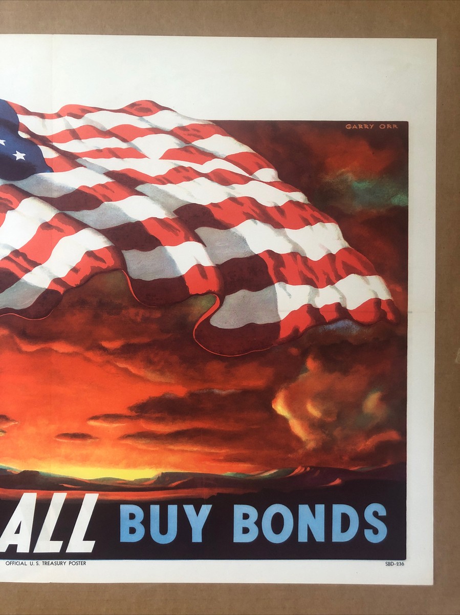 Now Let's All Buy Bonds Poster 1950 Original Antique Vintage Gary