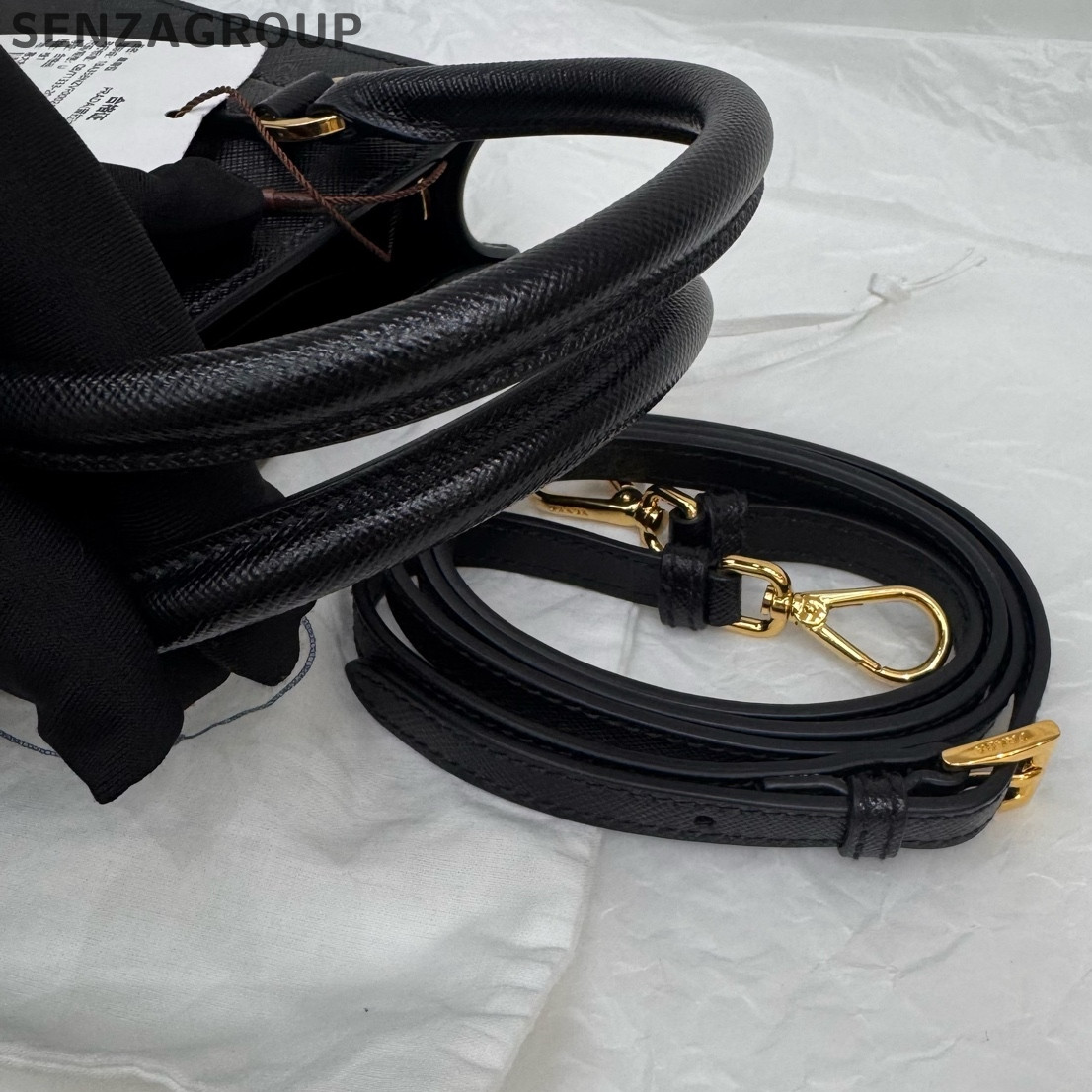 Prada Black Gold Mini Tote Handbag Shoulder Crossbody Bag Classic Women thumbnail 6