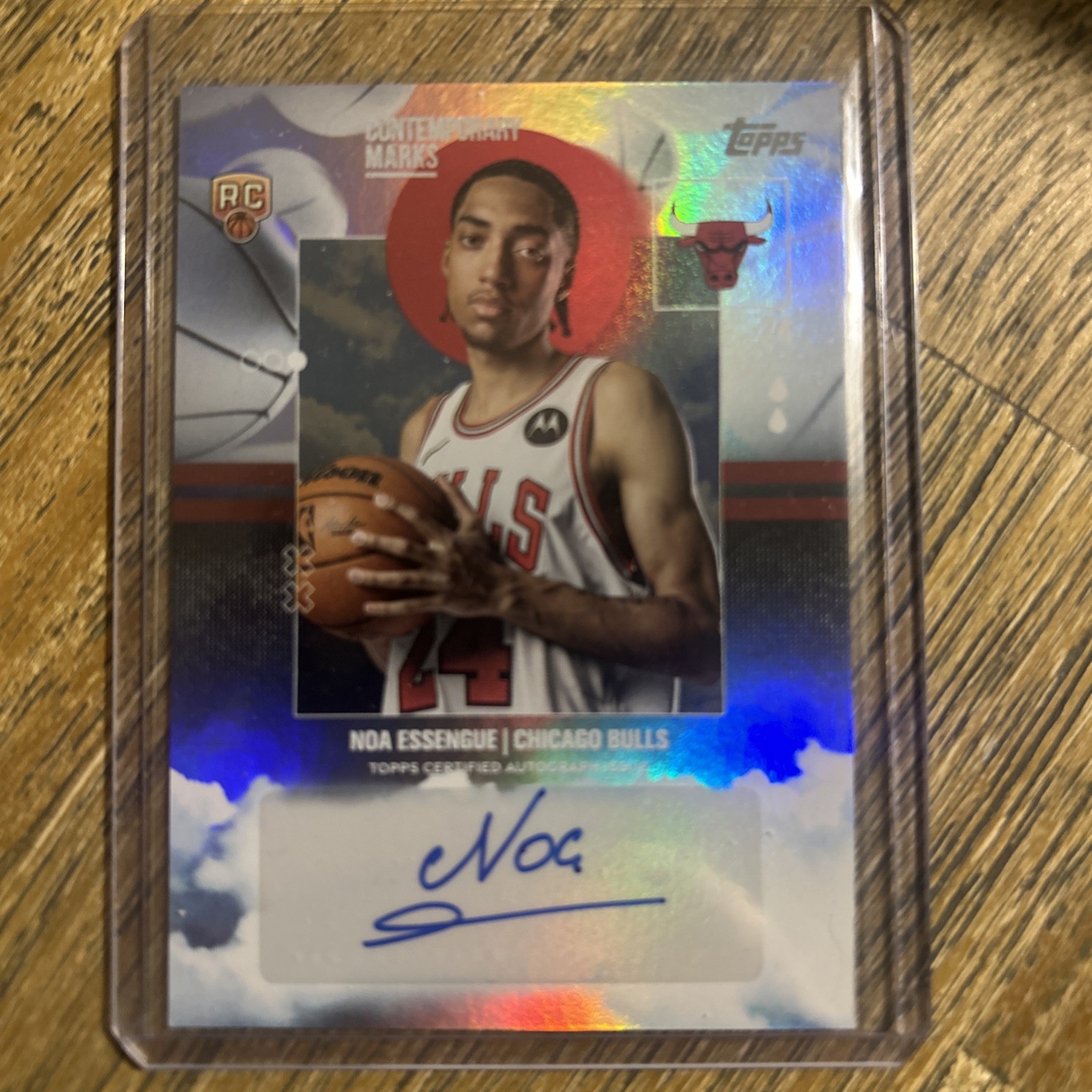 2025 Topps Basketball Noa Essengue Contemporary Marks Rainbow Foil Auto RC Bulls