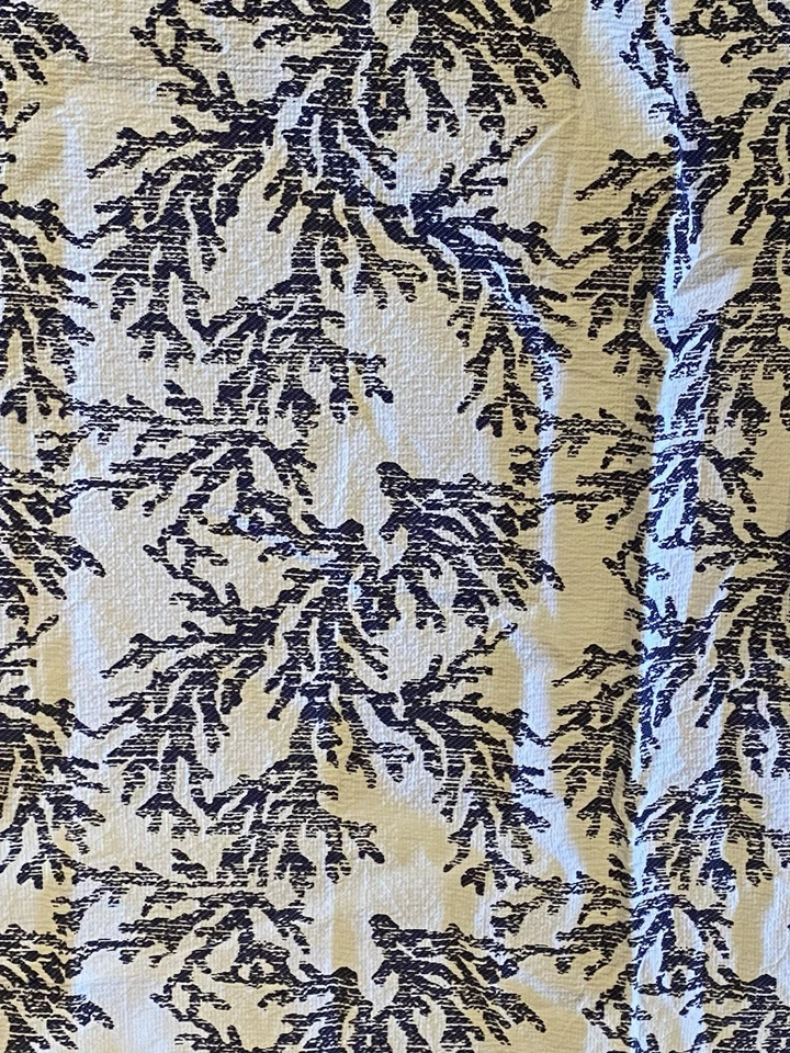 Cortina de Ducha Company Store Azul y Blanco Estampado Playa Coral Algodón Grueso Pesado Foto 3 de 4