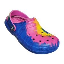 Crocs Classic Tie-Dye Clogs Men's 4 Women's 6 Faux Fur Pink Lining Unisex Clogs