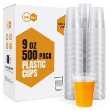 Turbo Bee 500 Pack 9oz Disposable Plastic Cups,HeatResistant Food Safe Drin...
