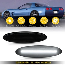 White LED Side Marker Light Rear Smoked Lens Fit 1997-2004 Chevrolet Corvette C5