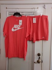 NWT NIKE SIZE XXL ORANGE SPORTSWEAR CLUB 2 PIECE KNIT SHORT SET