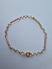 9ct Gold Bracelet Fully Hallmarked 375 Bar & Link Chain 9K Yellow Gold 1.9g