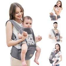 Baby Carrier with Hip Seat, 6 in 1 Newborn to Toddler, Grey
