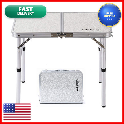 Yufifairy Folding Camp Table Small 24L X16W Adjustable Height Legs Indoor