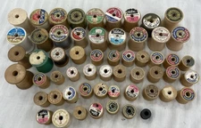 Lot Of 57 Vintage Empty Wooden Thread Spools Variety Of Sizes