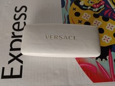 Versace Eyeglasses Case White Leather Hard Clamshell Designer Glasses Accessory