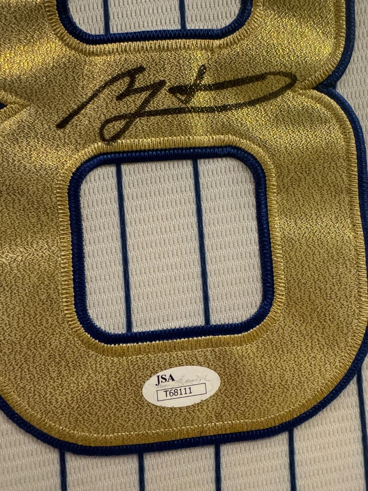 Camiseta firmada por Ben Zobrist enmarcada con certificado de autenticidad JSA Chicago Cubs blanca automática con parches Foto 2 de 3