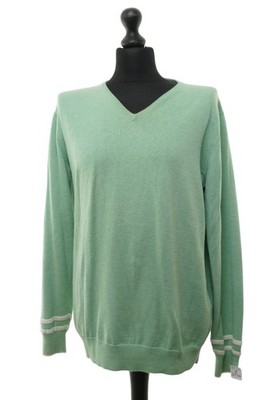 BRAX Herren Pullover Pulli 50 grün hellgrün leicht V-Ausschnitt mit Kamelhaar