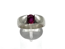 925/- Silberring, Rubin, Oval, Spann, Gr. 58, Sterlingsilber