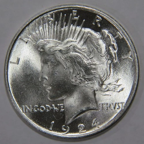 1924 P PEACE SILVER DOLLAR SUPER UNC MINT STATE U.S. MINT ISSUED COIN 100% BU