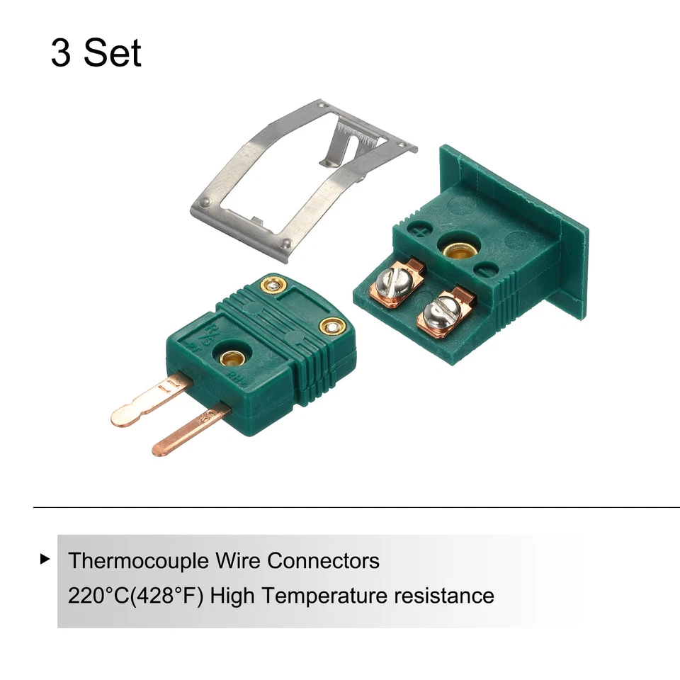 R/S Type Thermocouple Connectors Male Plug with Panel Socket Dark Green 2 Set - image 3 of 4