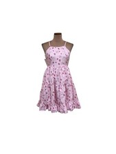 Cider Dress Size Small Pink Gingham Bunny Rabbit Strawberry Print