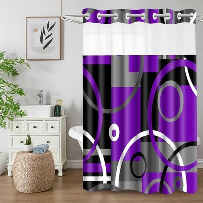 Purple Geometric Pattern Shower Curtain Modern Bohemian 71 x 74 Inches