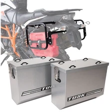 Tusk 146734011029ec-3d338d Aluminum Panniers with Pannier Racks V2 Large Silver