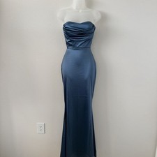 NWT Windsor Blue Priscilla Satin Strapless Mermaid Long Maxi Formal Dress